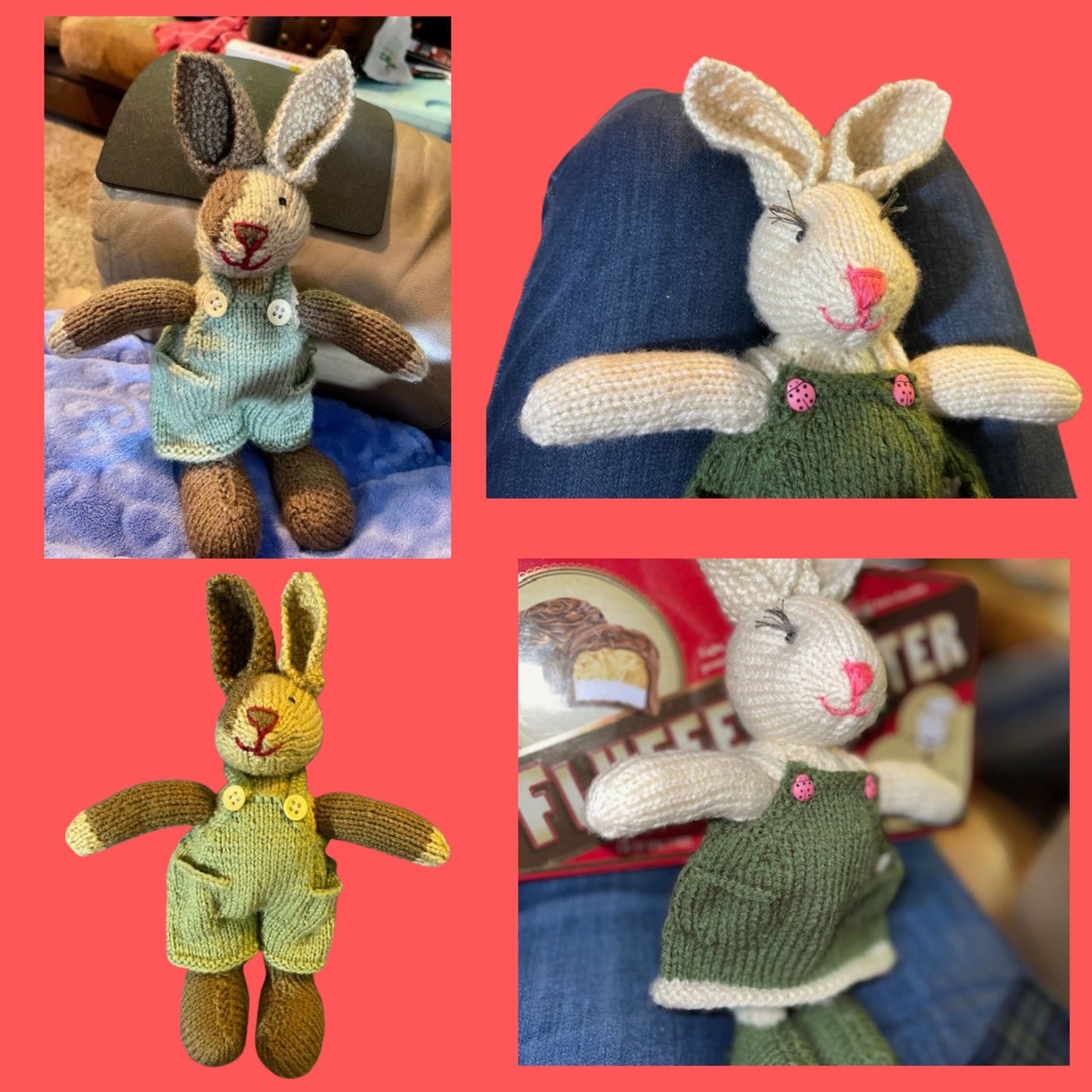 Hand knit Bunny Rabbits