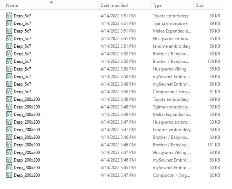 Derp - Embroidery Machine Design - Immediate Download